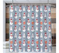 Tenda Da Doccia Pupazzo Di Neve Di Natale, Tenda Da Doccia Con Minimalismo, Decorazione per Le Vacanze, Grigio Tendas Da Doccias in Tessuto Impermeabile per Il Bagno, 150 * 180cm