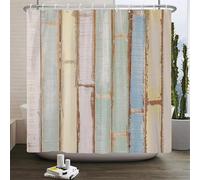 Tenda da doccia rustica con assi di legno verticali vintage, design in legno massello rustico anticato, tessuto per arredamento da bagno, ganci per tende 140x200cm/WxH