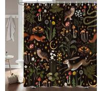 Tenda da doccia rustica con fata, stile bohémien, divertente, gotica, vintage, funghi, animali selvatici, farfalle, tenda da doccia per bagno, in tessuto impermeabile, con ganci, 183 x 198 cm
