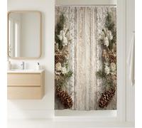 Tenda da doccia rustica vintage con rose in pizzo bianco invernale lavabile con ganci tenda decorativa per bagno toile camera degli ospiti 91 x 183 cm