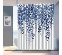 Tenda da doccia stampata con motivo a vite di fiori blu per il bagno 70x183cm/Larghezza x Altezza Decorazione con ganci, tessuto in poliestere, lavabile in lavatrice