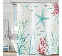 Tenda da doccia Stella Marina 180x200, Hnmdmyi Acquerello Pesce Tropicale Costa Nautica Oceano Tende da doccia Vita Marina Subacquea Tenda Vasca da Bagno Poliestere Impermeabile Tessuto Tenda da Bagno