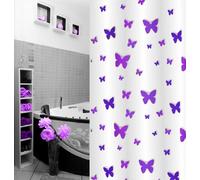 Tenda Da Doccia Testurizzata Viola Lilla 180 X 200Cm. Motivo Farfalla