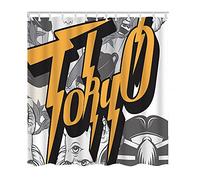 Tenda da doccia Tokyo Geisha Daemon Fun Gang Inspiration Lettering motivazionale Tende da doccia impermeabili per il bagno con 12 ganci ad occhiello 60X72 pollici