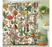 Tenda da doccia vintage Boho a forma di fungo, botanico floreale Cottagecore estetica natura per bagno, fantasia pianta magica accessori per fattoria beige, 188 x 180 cm