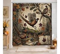 Tenda da doccia vintage con fagiano e bosco, 183 x 183 cm