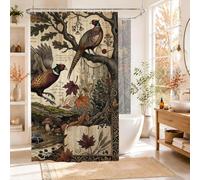 Tenda da doccia vintage con fagiano e bosco, 274 x 183 cm