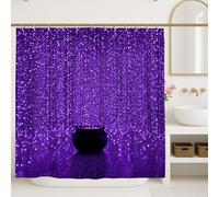 Tenda da doccia viola, con glitter scintillanti, decorazione per il bagno, moderna ed elegante, in tessuto impermeabile, con ganci, 183 x 183 cm