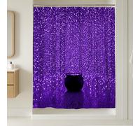 Tenda da doccia viola con glitter scintillanti, decorazione per il bagno, moderna ed elegante tenda da doccia in tessuto impermeabile con ganci, 137 x 198 cm
