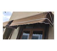 Tenda da esterni per porte e finestre: parasole pieghevole per patio con supporto tubo zincato, tessuto in poliestere resistente, marrone, 140 x 60 x 60 cm, baldacchino d'ingresso resistente alle