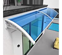 Tenda da esterno blu per porta anteriore e finestra, in metallo, protezione UV e pioggia, in policarbonato, per terrazza, con clip bianche