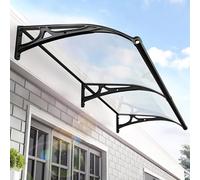Tenda da esterno in policarbonato con staffa in alluminio, protezione UV e pioggia, copertura trasparente per patio per sole e neve, 80 x 200 cm