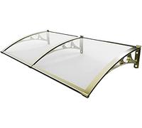 Tenda da esterno in policarbonato trasparente, protezione da pioggia e raggi UV e neve, staffa in alluminio, 150 x 60 cm, perfetta per balcone e ingresso