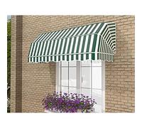 Tenda da esterno pieghevole per porta e finestra, copertura in poliestere verde e bianco con supporto in acciaio zincato, 90 x 60 x 60 cm, protezione UV e parapioggia