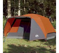 Tenda da Famiglia con Portico per 6 Persone Grigio e Arancione