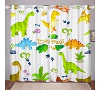Tenda da finestra per bambini con dinosauro in 3D con stampa di dinosauri per camera da letto, tende oscuranti per la fauna selvatica oscurante, tende termiche W66 x L90, set di 2 pannelli