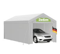 Tenda da garage 3 x 6 m con telone in PE, resistente ai raggi UV, impermeabile, telaio tubolare in acciaio, pareti laterali rimovibili, rinforzo del tetto, telaio per auto, riparo temporaneo, colore