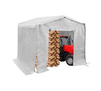 Tenda da garage per esterni, 20 x 20 x 2,4 m, resistente, portatile, impermeabile e protezione dalla neve, con telaio in metallo, per moto, bici, tosaerba, attrezzi, grigio