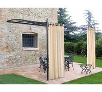 Tenda da giardino cotone Ecrù fissaggio a bretelle con bottone Pergola Esterno