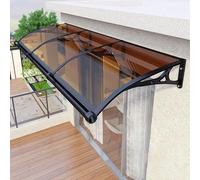 Tenda da giardino in lega di alluminio, grande tettoia per porte e finestre con protezione UV in policarbonato da pioggia e neve, marrone, 80 x 460 cm, include staffa per una facile installazione