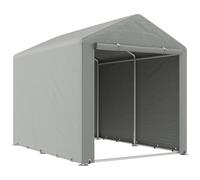 Tenda da giardino Outsunny per biciclette 1,6X2,2X1,7 m con 2 stanze Porta con cerniera Impermeabile Anti-Uv Grigio chiaro