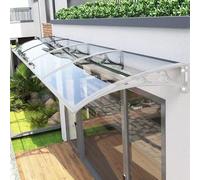 Tenda da giardino per esterni, 119,4 x 340,4 cm, con staffa in acciaio e plastica, telaio bianco e pannello trasparente, ideale per ponti, porte e ingressi, resistente alle intemperie