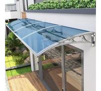 Tenda da giardino per esterni, 80 x 200 cm, kit completo con staffa in acciaio in plastica, telaio argento, baldacchino blu per ponti e portici, resistente alle intemperie