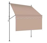 Tenda da giardino regolabile, autoportante, con manovella, senza foratura, pieghevole, per patio, riparo esterno, cachi, 200 x 120 cm