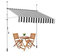 Tenda da giardino retrattile con manovella manuale, parasole per esterni, per terrazza, veranda, balcone, 300 cm, elegante design bianco e giallo, protezione UV, facile installazione