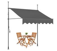 Tenda da giardino retrattile con manovella manuale, parasole per esterni, per terrazza, veranda, cortile e balcone, 300 cm, bianco e giallo, protezione UV e facile installazione