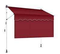 Tenda da giardino retrattile con tenda per la privacy, tenda manuale resistente ai raggi UV, regolabile in altezza, installazione senza fori, per balcone, terrazza, giardino (rosso, 2 m)