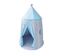 Tenda da gioco a castello for bambini con tappeto e bandierine, casetta mongola for maschi e femmine, rifugio traspirante(Blu)