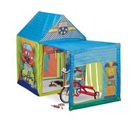 Relaxdays Tenda da Gioco a Forma di Autofficina, Interni e Esterni, Giocattolo Bambini, HLP: 109x146x75 cm, Colorata, Poliestere
