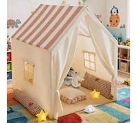 Tenda da gioco divertente per bambini, castello giocattolo per le faccende domestiche, con finestre/tende/tende per la porta, con borsa portaoggetti, base segreta/tenda per dormire per bambini e bambi