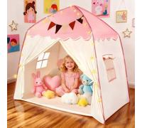 Tenda da gioco per bambini, 150 cm, XL, per interni con luci e bandierine, per interni, da principessa, casetta dei giochi per bambini, decorazione per la cameretta dei bambini a partire dai 3 anni in
