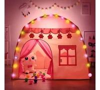 Tenda da Gioco per Bambini Bambina Rosa Cameretta con Luci LED Esterno Giardino