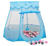 Tenda da gioco per bambini, blu, con 250 palline, 102 x 102 x 82 cm, pieghevole, con rete, casetta per giochi per la cameretta dei bambini, giardino, interni ed esterni, gattonare, nascondere