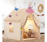 Tenda da Gioco per Bambini, Casetta dei Giochi per Interni ed Esterni, Castello da Principessa con Finestra, Farfalle e nuvole Casetta Tenda Regalo Per Ragazzi e Ragazze 3-13 Anni (pk)