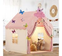 Tenda da Gioco per Bambini, Casetta dei Giochi per Interni ed Esterni, Castello da Principessa con Finestra, Farfalle e nuvole Casetta Tenda Regalo Per Ragazzi e Ragazze 3-13 Anni (kk)