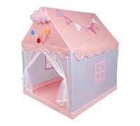 Tenda da Gioco per Bambini, Casetta dei Giochi per Interni ed Esterni, Grande Castello da Principessa Rosa per Ragazze con Finestre Nuvole e Bandiere, Tenda per Bambini Regali per Bambine