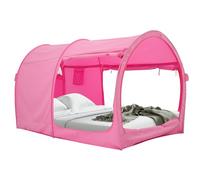 LEEDOR Tenda da letto, baldacchino, traspirante, calda, per interni, per la privacy, per bambini e adulti, materasso non incluso, colore: rosa
