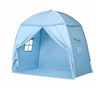 Tenda da letto per cameretta dei bambini, tenda per bambini, per interni, portatile e pieghevole, per letto singolo a castello, di grandi dimensioni, per ragazze e ragazzi, colore azzurro