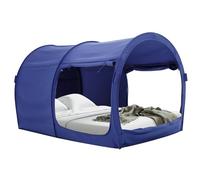 Tenda da letto, tenda da sogno, per interni, per la privacy, calda, traspirante, pop up, full size, per bambini e adulti, in attesa di brevetto, blu navy (materasso non incluso)