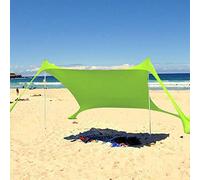 Tenda da Mare Spiaggia Protezione UPF50+, Tenda Parasole da Spiaggia con Ancore di Sabbia, Pali in Alluminio e Borsa da Trasporto, Tenda da Sole Portatile, Ombra all’Aperto in Campeggio, Pesca, Picnic