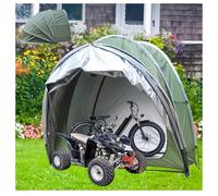 Tenda Da Moto Appeso 2 in 1 Box Biciclette con Tessuto Oxford 210D PU4000 Impermeabile Casetta Attrezzi Giardino Garage Auto per Esterno,Green