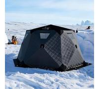 Tenda da pesca isolata sul ghiaccio, portatile, per 6-8 persone, con ancore, corde e borsa per il trasporto, antivento, 6 lati, per pesca all'aperto