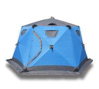Tenda da pesca pop up per 4-5 persone, portatile, stile hub con strato isolante termico, baracca per pesca su ghiaccio per basse temperature -30 °C, campeggio invernale all'aperto