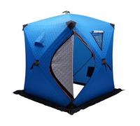 Tenda da pesca portatile pop-up gelato per 1-2 persone, tenda isolata, impermeabile, con ancore, corde, borsa per il trasporto, per pesca invernale (blu)