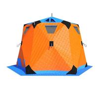 Tenda da pesca su ghiaccio 420D portatile con cric per stufa, per 4-6 persone, include ancore, corde e borsa per il trasporto (260 x 260 x 170 cm) D