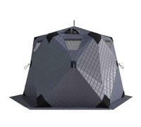 Tenda da pesca su ghiaccio 420D portatile con cric per stufa, per 4-6 persone, include ancore, corde e borsa per il trasporto (260 x 260 x 170 cm) D